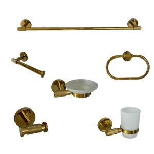 طقم إكسسوارات حمام ذهبي 6 قطع - اوريسا 707