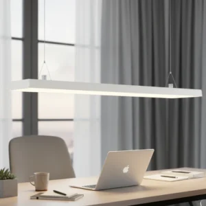 كشاف بانل مكتبي معلق أو للتثبيت السطحي، غطاء أبيض، إضاءة بيضاء، 60 واط، طول 120 سم