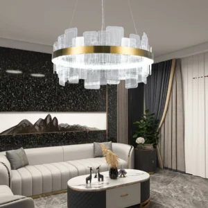 ثريا مودرن سلندر كرافت بلون زيتي بثلاثة أضواء — قطر 60 سم