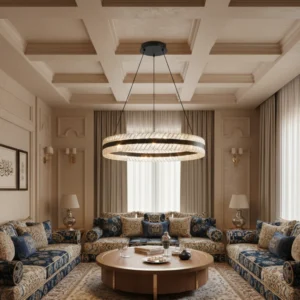 نجفة معلقة مودرن 60 سم — أسود، 3 أوضاع إضاءة، 85 واط