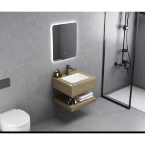 مغسلة رخام صناعي بمظهر حجري - 60 سم - بيج غامق