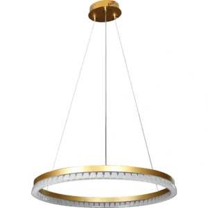 ثريا معلّقة مودرن على شكل حلقة ذهبية 60 سم 48 واط بثلاثة أوضاع إضاءة
