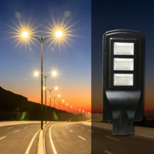 كشاف شارع شمسي 60 واط أبيض مع ريموت وحساس ضوء