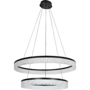 ثريا معلقة مودرن مقاس 60 و80 سم، أسود، 3 ألوان إضاءة، 42 واط