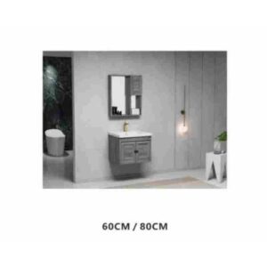 مغسلة ألمنيوم معلقة مع خزانة مقاومة للماء — رمادي (60/80 سم)