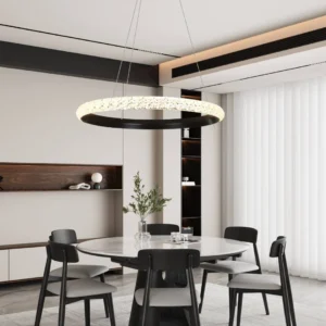 نجف مودرن أسود بإضاءة صفراء 60 واط، قطر 800 مم