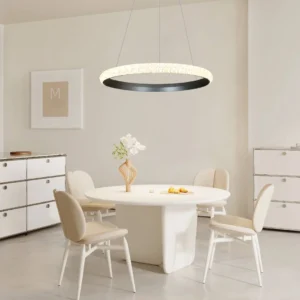 نجف حلقي مودرن فضي بإضاءة صفراء، 60 واط، قطر 800 ملم