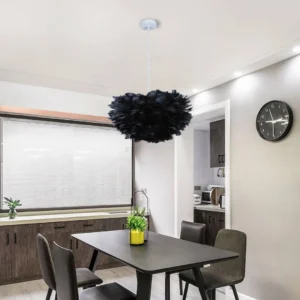 Modern chandelier with a black feather design, 60 cm in diameter, three E27 bulbs