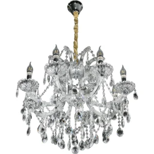 نجف شمعدان فضي، ارتفاع 600 مم، قطر 700 مم، يناسب 8 لمبات E14