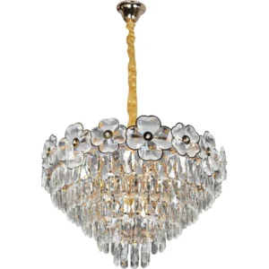 إضاءة معلقة مودرن ذهبية بمقاس 600 ملم مع 9 قواعد لمبة E14