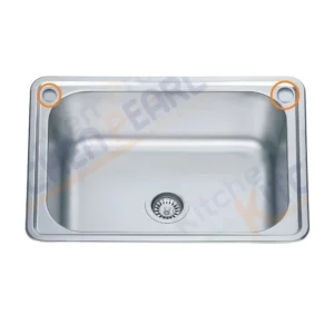 حوض مطبخ من الستانلس ستيل للتركيب في الرخام مقاس 63.5×46.5 سم، تصميم عصري عميق مع فتحة صابون ومصفاة ستانلس ستيل