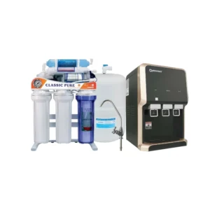 جهاز تحلية مياه تايواني بمرشحات 7 مراحل مع قاعدة ومقياس ضغط ومبرد مياه بيورينا الفاخر
