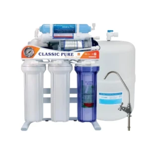 منقي مياه تايواني كلاسيكي 7 مراحل بتناضح عكسي مع غشاء أمريكي، حامل ومقياس ضغط — نظام ترشيح يومي عالي الأداء