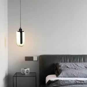 Modern black chandelier with three 7W bulbs — single