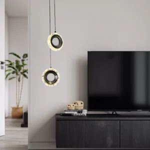 Modern black chandelier — triple light, 7 watts, certified