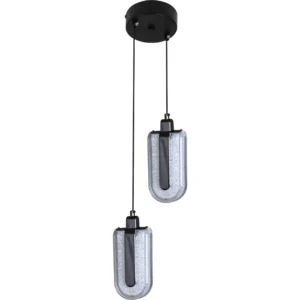 Modern black pendant light with three lights — 7 watts