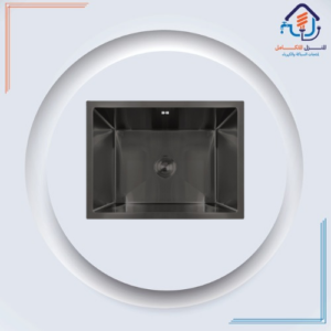 حوض مطبخ من الستانلس ستيل 70×45 سم — أسود، للتركيب الغاطس على الرخام