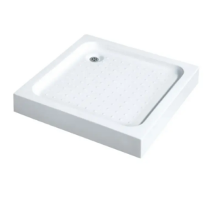 قاعدة دش أكريليك مربعة للتركيب فوق البلاط 70×70 سم — أبيض