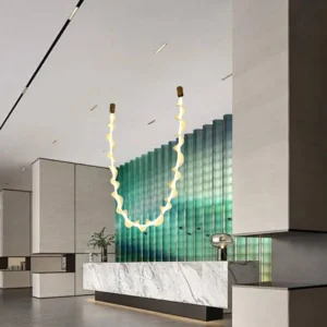 نجف مودرن بلون زيتي — إضاءة صفراء 75 واط