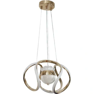 Modern gold chandelier with three lights — 75 watts