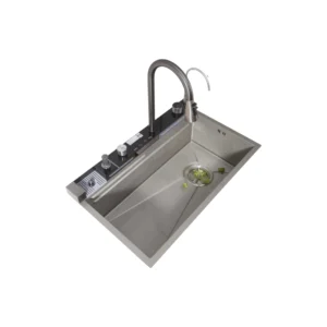 حوض مطبخ من الستانلس ستيل مقاس 75×46 سم مع صنبور مدمج — تركيب علوي أو تحتي