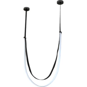 Modern black pendant lamp with yellow light, 75 watts