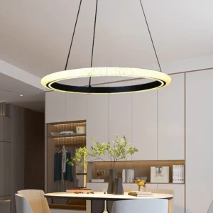 نجفة مودرن سوداء بثلاث إضاءات 75 واط، قطر 60 سم، بلون إضاءة