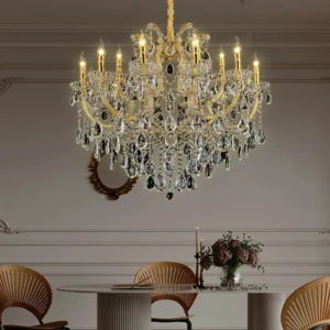 نجف شمعدان موديل 780 — ارتفاع 780 مم، قطر 950 مم، 18 لمبة بمقبس E14