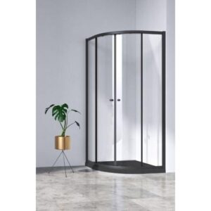 كابينة دش ركنية بزجاج سيكوريت 8 مم - 80×80 سم - أسود مطفي