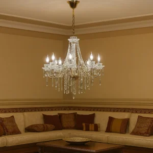 نجف مودرن على شكل شمعدان — ذهبي وفضي، 8 لمبات E14