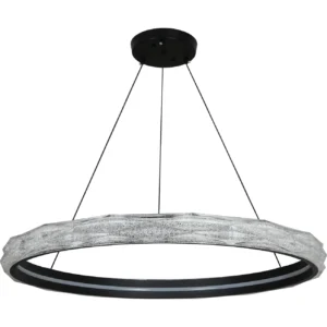 مصباح معلق مودرن دائري أسود — إضاءة بثلاثة ألوان، طول 80 سم، 115 واط