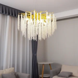 ثريا مودرن ذهبية بقطر 80 سم وزجاج شفاف — 13 لمبة E14