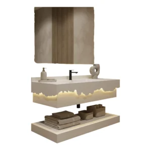 Luxury 80cm porcelain washbasin with lighting and shelf — for modern bathrooms