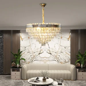 نجف مودرن ذهبي بقطر 80 سم — 15 لمبة (قاعدة E14)