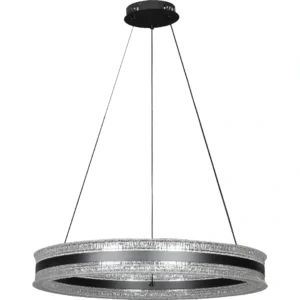 ثريا/مصباح معلق مودرن على شكل حلقة عريضة أسود — 80 سم، 3 ألوان إضاءة، 105 واط