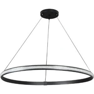 ثريا معلقة عصرية دائرية سوداء بقطر 80 سم، 3 مستويات إضاءة، 60 واط