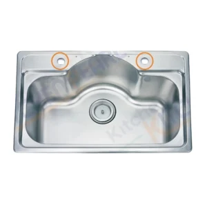 مغسلة ستانلس ستيل للحفر في الرخام 80×50 سم مع شبكة وملحقات متكاملة وحوض عميق عملي