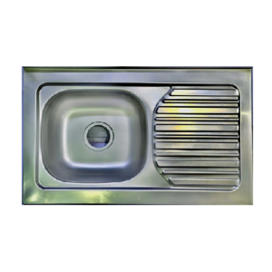 مجلى مطبخ وطني من الستانلس ستيل بحافة بارزة — 80×50 سم، حوض جهة اليمين