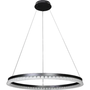 ثريا معلّقة مودرن على شكل حلقة — أسود، 80 سم، 55 واط، بثلاثة أوضاع إضاءة