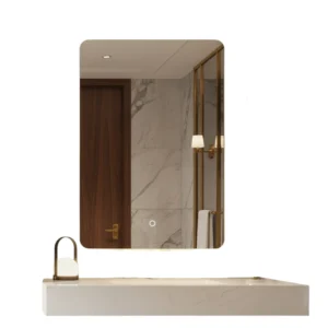80x60cm bathroom mirror with three-color lighting and touch control — modern wall design and soft lighting