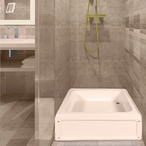 كابينة استحمام مربعة يونكس 80×80 سم — قاعدة عميقة بلون بيج
