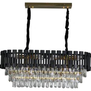 نجف مودرن بغطاء أسود وتفاصيل ذهبية 800×300، 10 لمبات E14