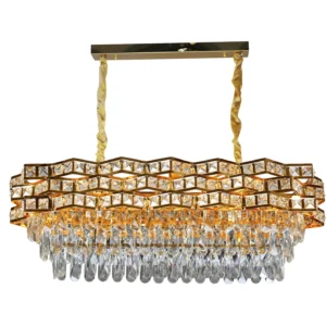 نجفة مودرن ذهبية بمقاس 800×300 ملم ومزودة بعشر لمبات E14