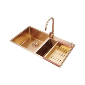 حوض مطبخ ستانلس ستيل نانو - لون روزي براون (بني وردي) 84×46 سم، سماكة 3 مم، مقاوم للخدوش، استخدام يومي أنيق | SINDBAD