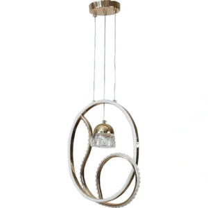 Modern gold pendant chandelier with three lights, 85 watts