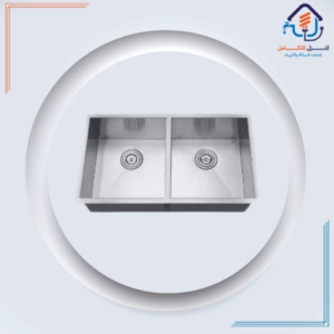 مغسلة مطبخ ستانلس ستيل مزدوجة للتثبيت تحت الرخام — 87×45 سم