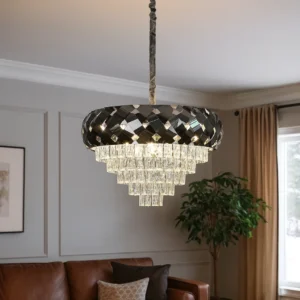 ثريا مودرن فضية 9 لمبات (E14) — قطر 40 سم، ارتفاع 60 سم