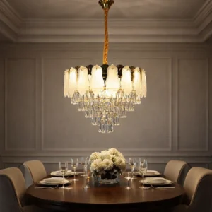 نجفة مودرن ذهبية 9 لمبات E14 — مقاس 60 سم