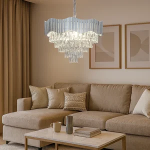 ثريا مودرن فضية 9 لمبات (E14) — قطر 60 سم