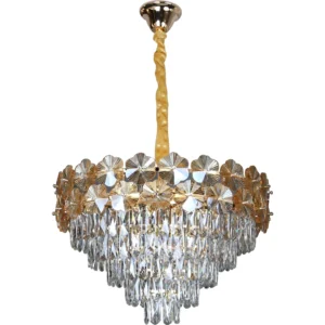 نجفة معلقة مودرن ذهبية 9 لمبات E14 مقاس 600 ملم